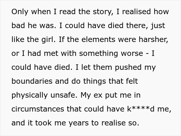 Trecho de texto discutindo o impacto emocional e as preocupações com a segurança física do abandono de parceiros durante atividades ao ar livre.