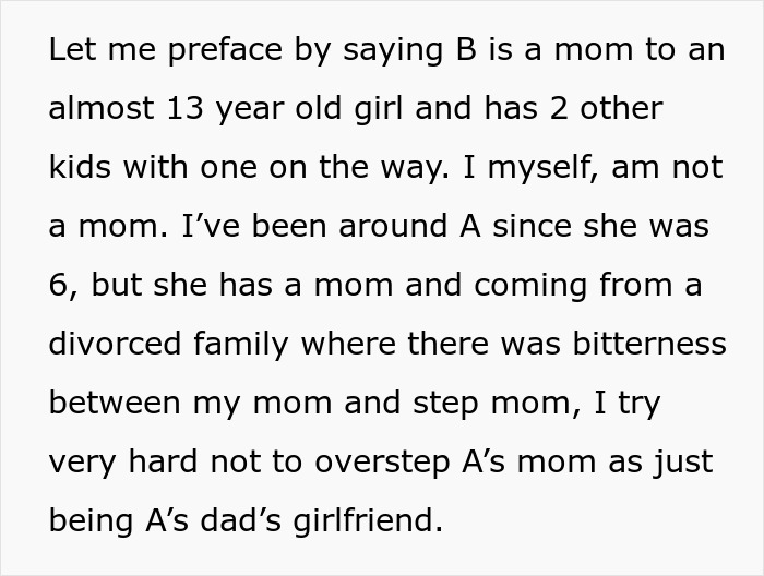 Text excerpt from best friend fight mom discussing roles and boundaries in blended family relationships and parenting dynamics.