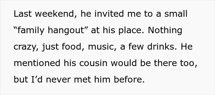 Text excerpt describing a man&rsquo;s loyalty test involving his cousin hitting on his girlfriend, who feels disrespected.