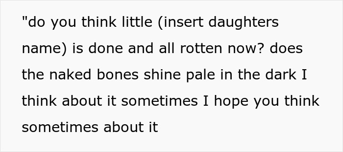 Alt text: Disturbing letter vandalizing a daughter's grave, causing a man to lose his mind over secret enemy threats.