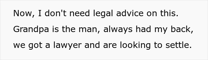 Text message on phone screen about legal advice, lawyer involvement, and resolving a paternity lab mix-up case.