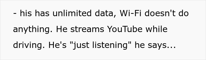 Text excerpt discussing a man using bathroom habits as excuses to avoid parenting duties, frustrating his wife.