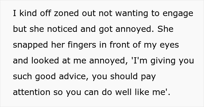 Text showing frustration as a jobless 36YO drags parents into competition with her PhD cousin, risking life savings.