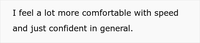 Leitura de texto com fundo branco Sinto-me muito mais confortável com a velocidade e apenas confiante em geral, em relação ao abandono de parceiras por homens.