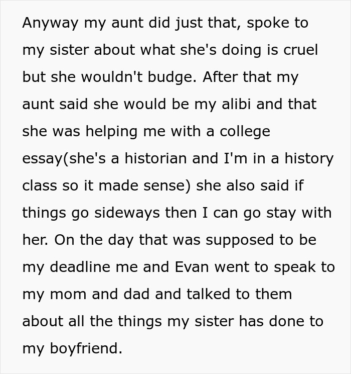 Text excerpt describing a guy&rsquo;s sister confronting him about his secret boyfriend and demanding he break up so she can date him instead.