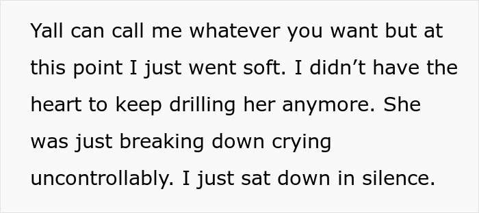 Text excerpt describing emotional moment as boyfriend lets girlfriend use apartment to meet old friend, then reacts upset upon learning it&rsquo;s her ex.
