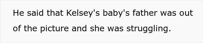 Text image showing a statement about a man taking care of a pregnant coworker who was struggling as a good deed.