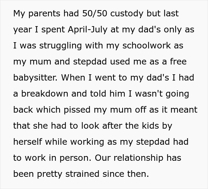 Mom Turns Oldest Daughter Into A Nanny Of Her 5 Kids, Then Gets Upset She Wants To Move In With Dad