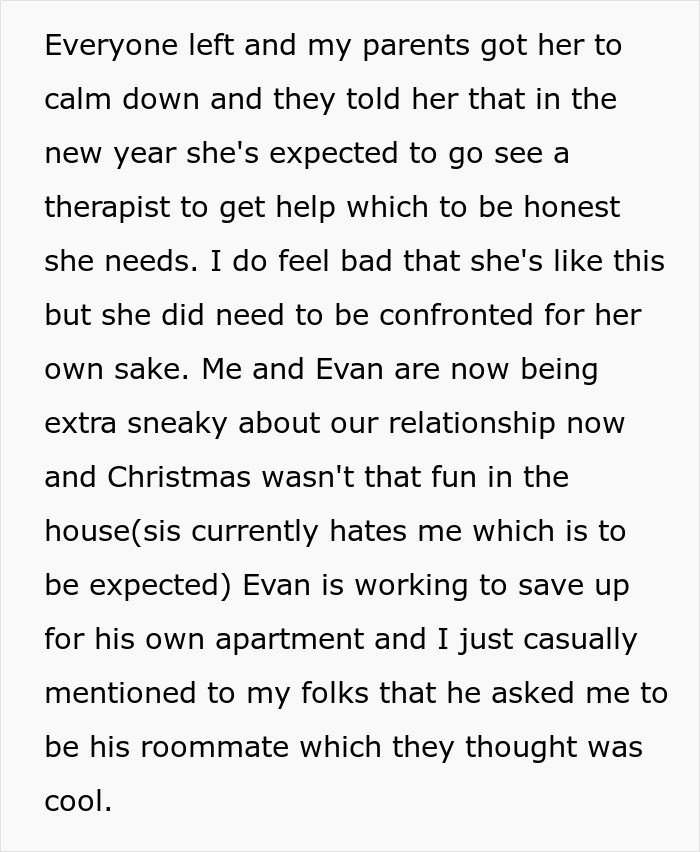 Text excerpt discussing a guy&rsquo;s sister catching him with his secret boyfriend and family tensions about their relationship.