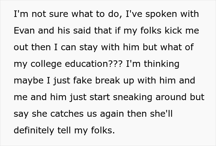 Text about a guy's sister catching him with his secret boyfriend and demanding he break up to date her instead.