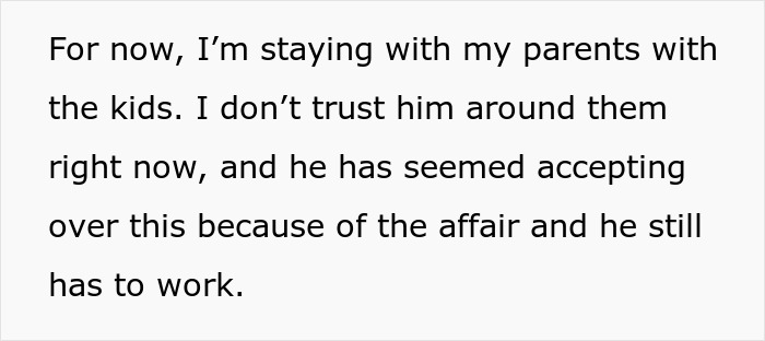 Text message expressing distrust in husband suspected to be a psychopath, staying with parents for safety with kids. Text message expressing distrust in husband suspected to be a psychopath, staying with parents for safety with kids.