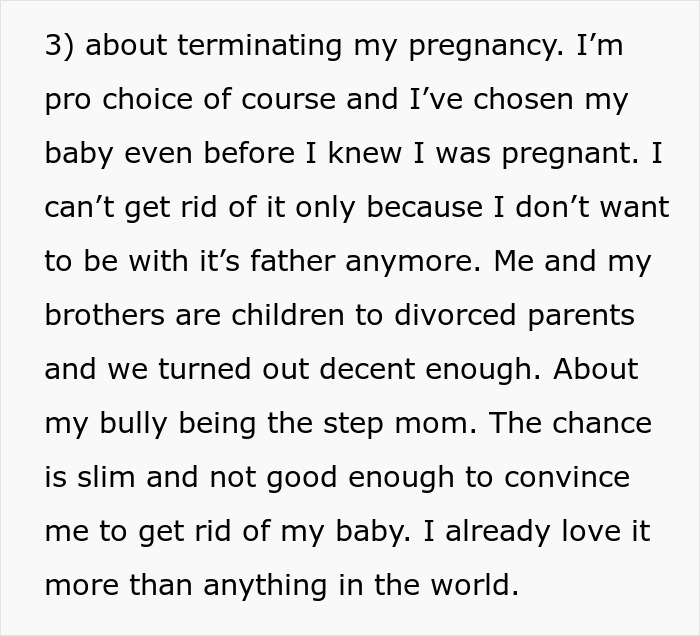 Text excerpt discussing a woman&rsquo;s experience with pregnancy, choosing to keep her baby despite challenges and family dynamics.