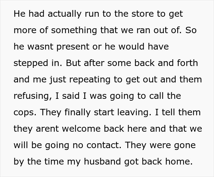 Woman Kicks Husband's Entitled Family Out After They Call Her Out For Not Having A Job Woman Kicks Husband's Entitled Family Out After They Call Her Out For Not Having A Job