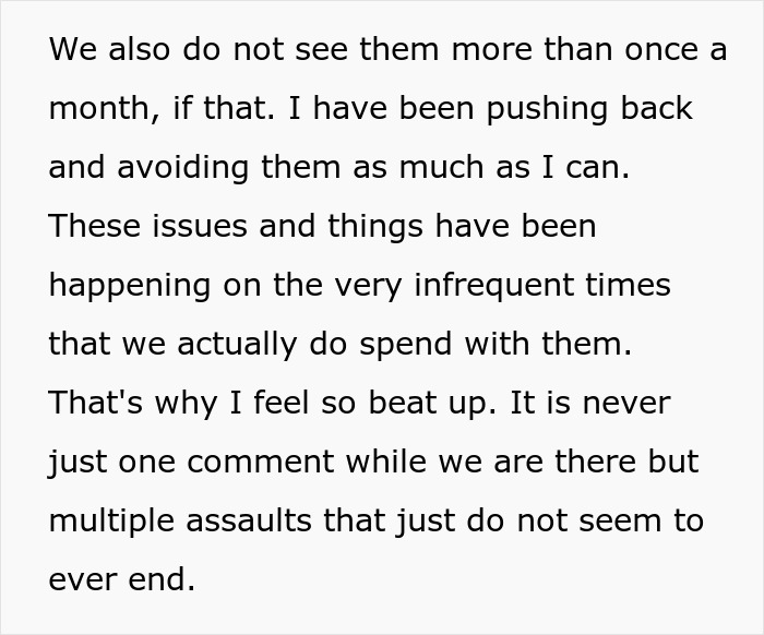 Text discussing a new mom spiraling into anxiety due to infrequent visits from in-laws and feeling overwhelmed.