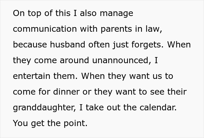 Text discussing managing communication and visits with in-laws, highlighting expectations about family interactions and involvement.