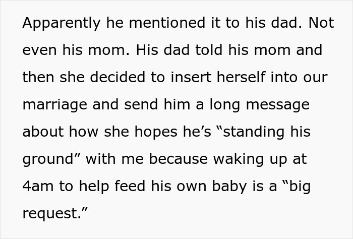 Text discussing a man waking up at 4 AM to care for his baby, with his mom worried he’s doing too much.