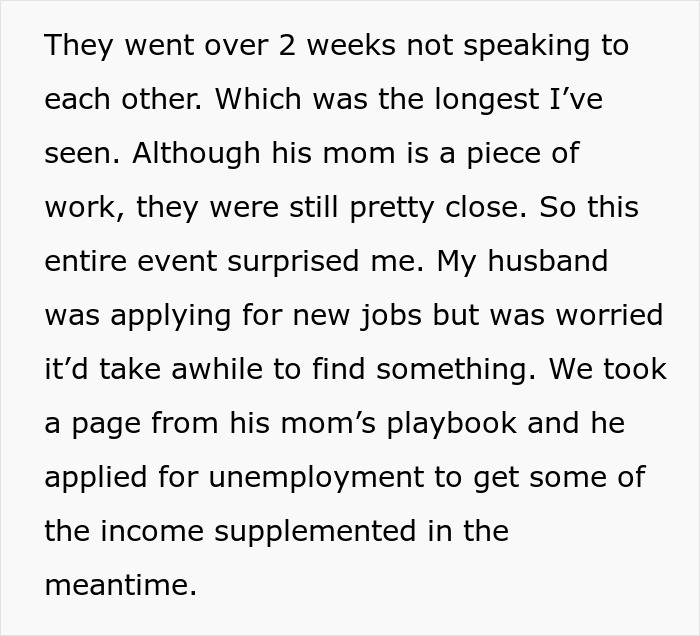 Text excerpt discussing family tension and financial struggles, mentioning unemployment and debt related to mil wants file bankruptcy.