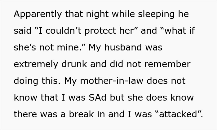 Text excerpt discussing secret DNA testing by a MIL and its impact on family trust and relationships.