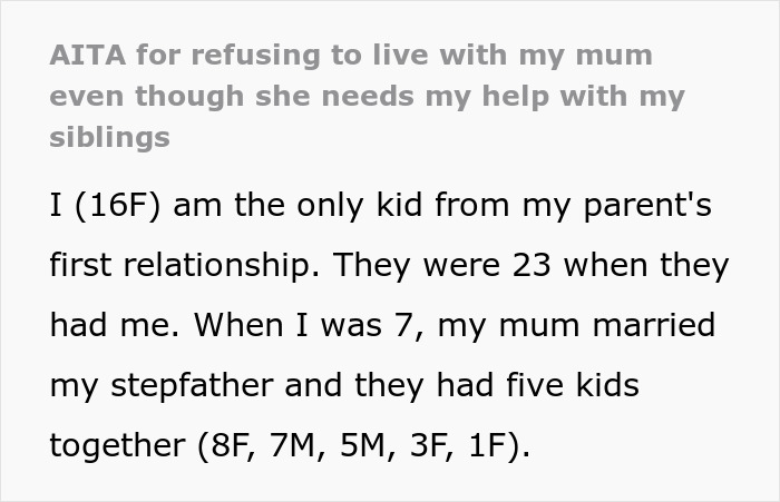 Mom Turns Oldest Daughter Into A Nanny Of Her 5 Kids, Then Gets Upset She Wants To Move In With Dad