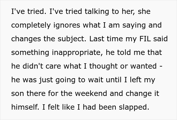 Text expressing a new mom&rsquo;s anxiety with in-laws visiting, feeling ignored and unsupported by her husband.