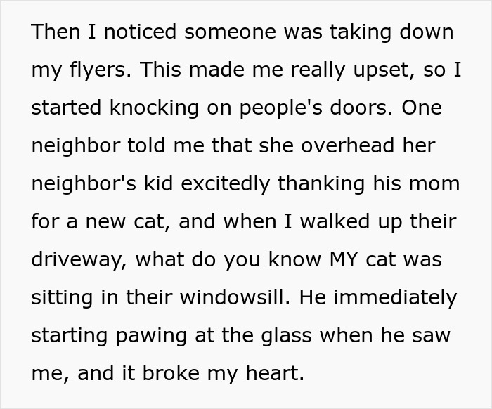 Woman upset about neighbors stealing her cat, crying to her sheriff dad for help with the situation.