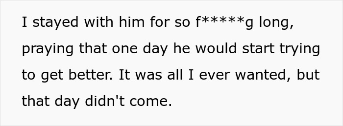 Alt text: Text expressing a long struggle in a relationship before reconnecting with an ex still thought about deeply.