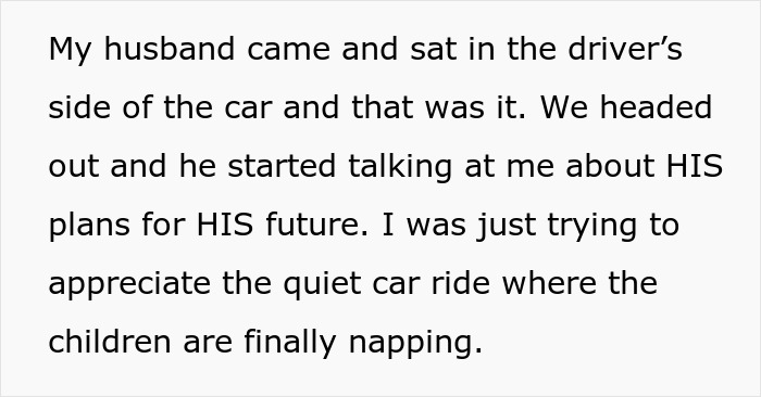 Text excerpt showing a wife describing her husband using mental health to push her to the edge before she finally calls it quits.