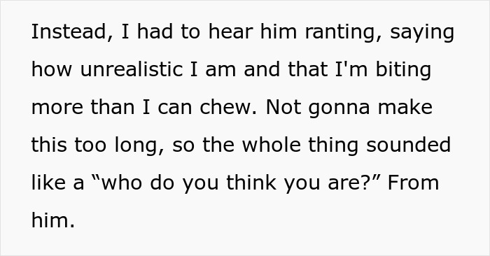 Text excerpt showing a man dismissing girlfriend&rsquo;s career milestone, accusing her of sleeping her way to success.