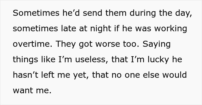Text message excerpts revealing a woman suspects husband is a psychopath after receiving disturbing and worsening messages. Text message excerpts revealing a woman suspects husband is a psychopath after receiving disturbing and worsening messages.