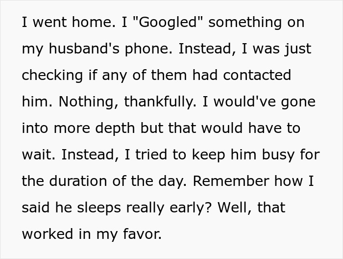 Text message showing a woman’s innocent joke revealing her husband might be a horrible, cheating jerk.