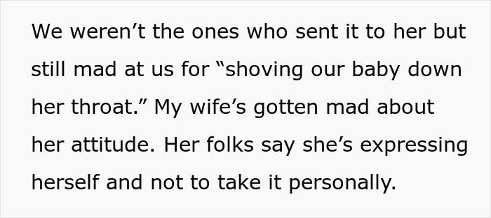 Text excerpt about a SIL baby rude relationship causing tension between family members and misunderstandings.