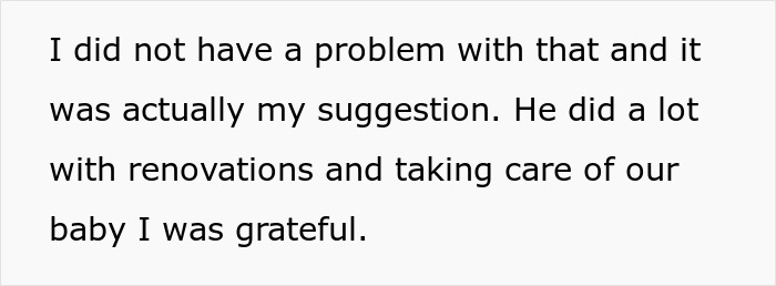 Text excerpt about a man caring for his baby and doing renovations, expressing gratitude despite worries.