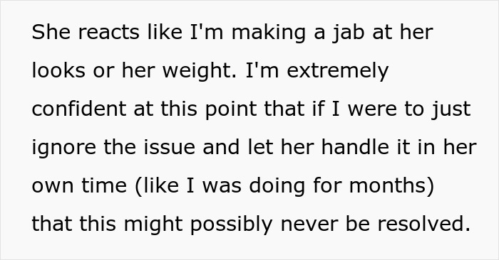 Text excerpt discussing a wife refusing to treat her lice for months and the resulting tension before a drastic ultimatum works.