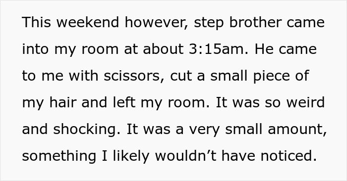 Step brother enters step-sister&rsquo;s room to cut a small piece of her hair, parents think it&rsquo;s no big deal.