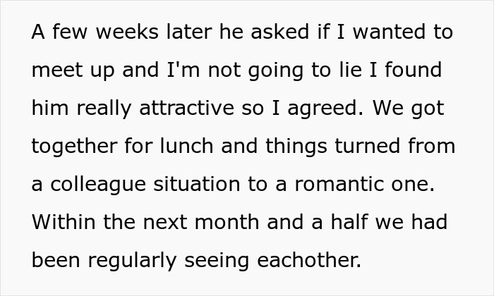 Texto sobre uma mulher iniciando um relacionamento amoroso, sem saber de uma mensagem da esposa do namorado.