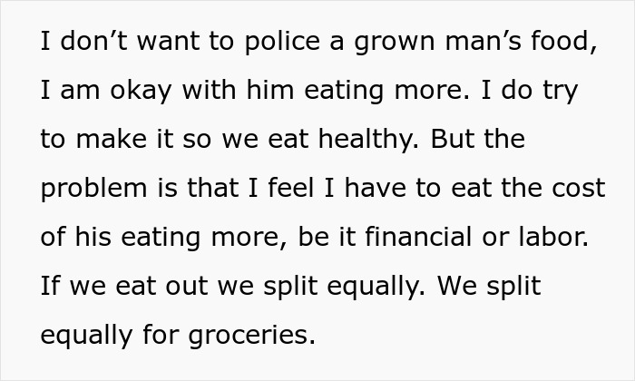 O cara paga 50% pelas refeições e mantimentos, GF fica irritada porque ele também consome a parte dela na comida