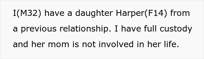 Text on screen showing a dad explaining his teen daughter eviction due to a new baby, triggering a family crisis.