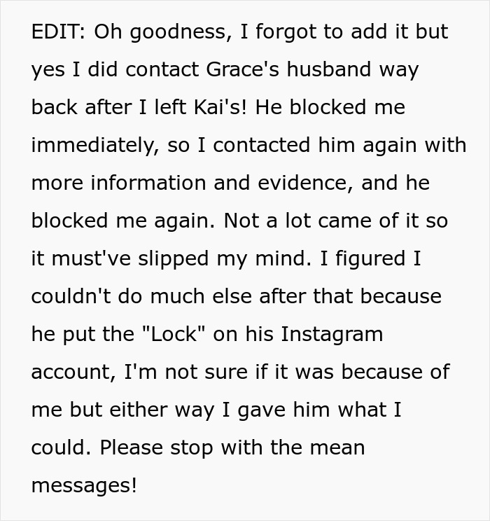 Text excerpt showing a woman’s innocent goofy joke revealing her husband is a horrible cheating jerk.