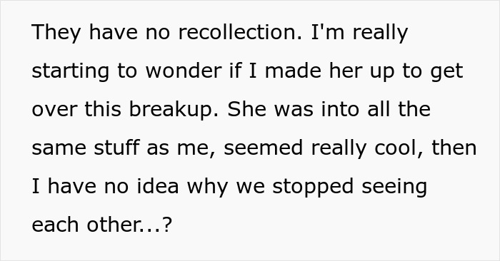 Text excerpt about a guy questioning if he imagined his teenage ex, linked to a random meeting with a man in the US.