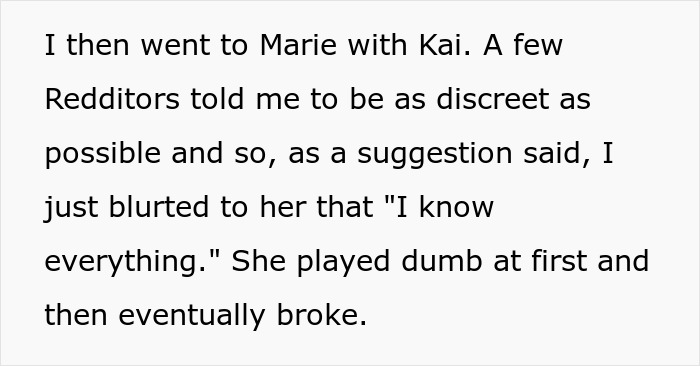 Text excerpt from a woman's innocent goofy joke revealing her husband's horrible cheating behavior on Reddit.