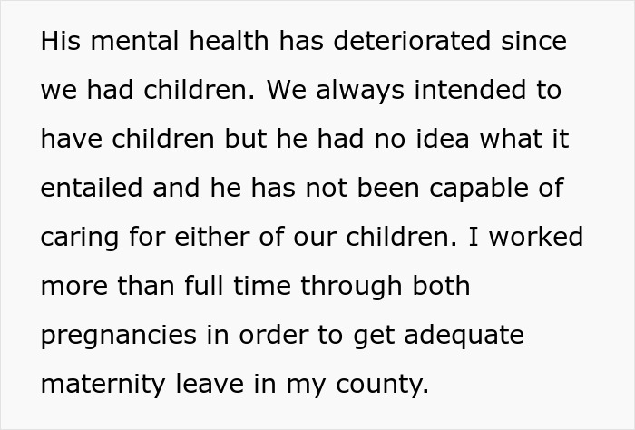 Text describing a man&rsquo;s deteriorating mental health affecting family life, highlighting mental health and relationship struggles.