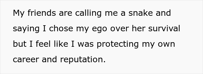 Text excerpt about protecting career and reputation, related to emailing roommates and boss stealing portfolio conflict.