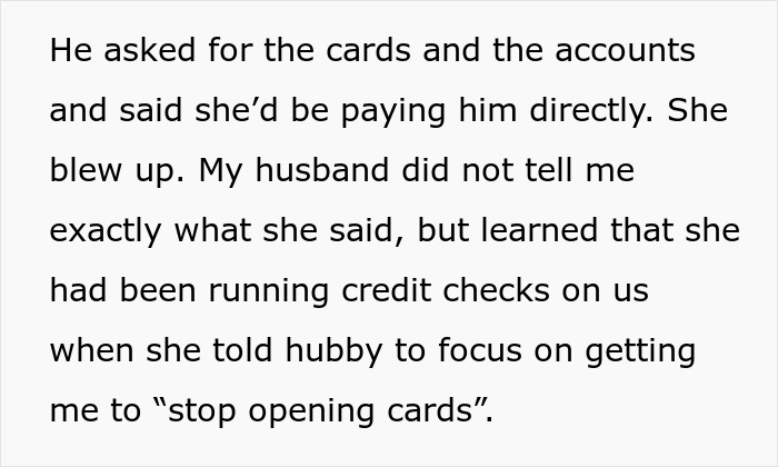 Text excerpt about credit checks and debt issues, relating to mil wants to file bankruptcy debt concerns.