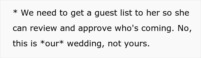 Text excerpt discussing a bride refusing her mother-in-law&rsquo;s $25K wedding gift and the resulting debate.