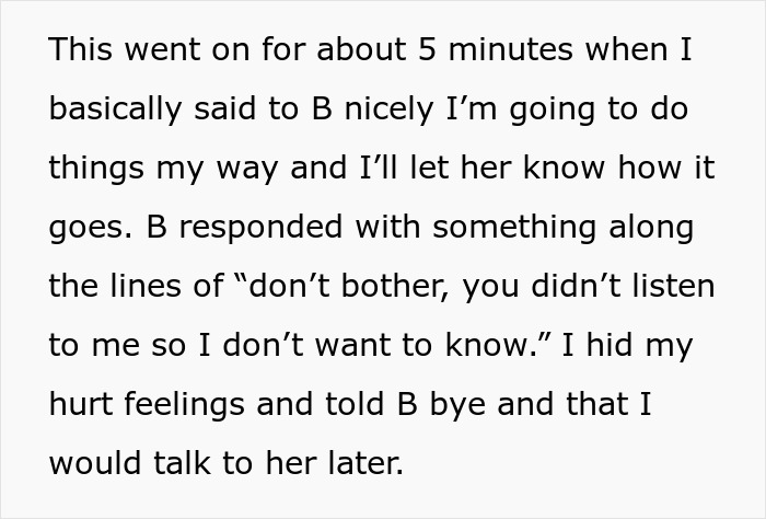 Text excerpt showing a best friend fight moment with hurt feelings and a brief conversation avoiding conflict resolution.