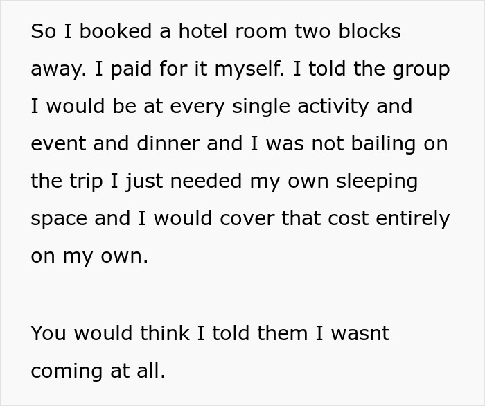 Friend Furious After Woman Books Her Own Hotel Room Because Every Single Boundary Of Hers Was Ignored
