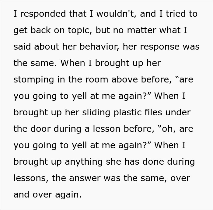 Text excerpt describing toxic wife behavior humiliating teacher husband repeatedly during Zoom lessons in front of students.