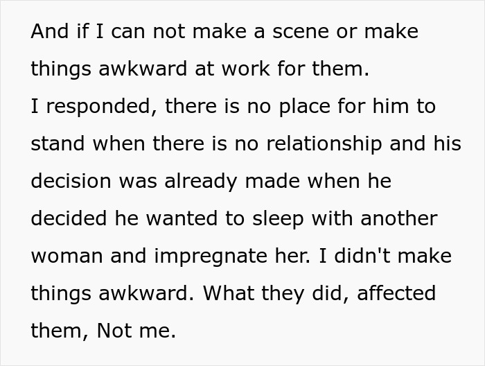 Woman congratulates boyfriend and pregnant mistress at work, creating an emotionally charged office confrontation scene.