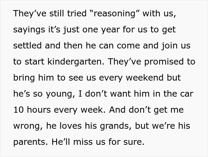 Text excerpt about grandparents and young family conflict over toddler during medical school, highlighting family and parenting struggles.