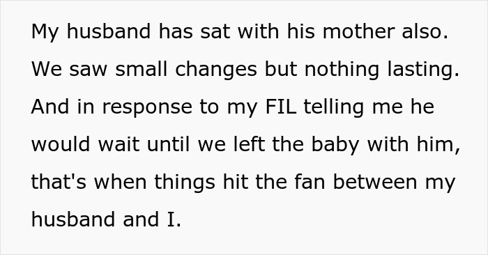 Text excerpt describing new mom&rsquo;s anxiety issues and conflict with in-laws during visits, highlighting family tensions.